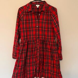 JCrew Red Plaid Button-Up Dress